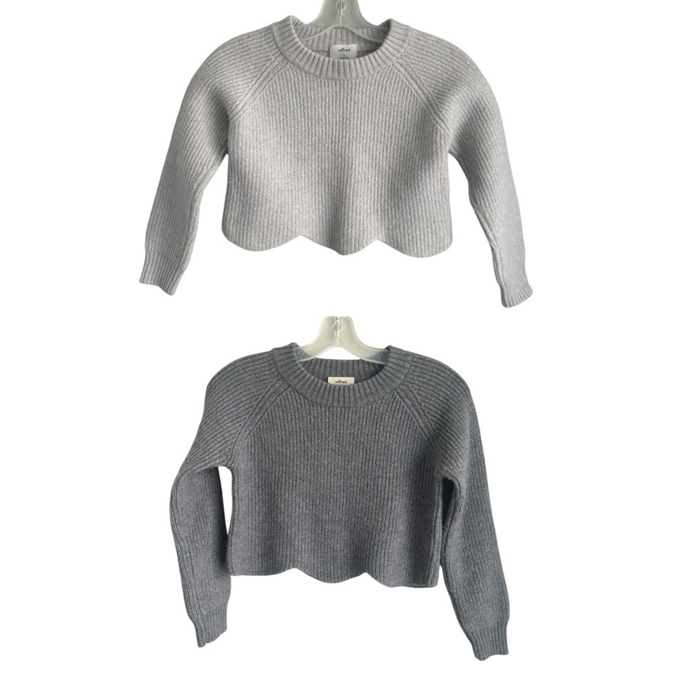 Wilfred Sweater set of 2 100% Merino Wool Scalloped Hem Sweaters size small